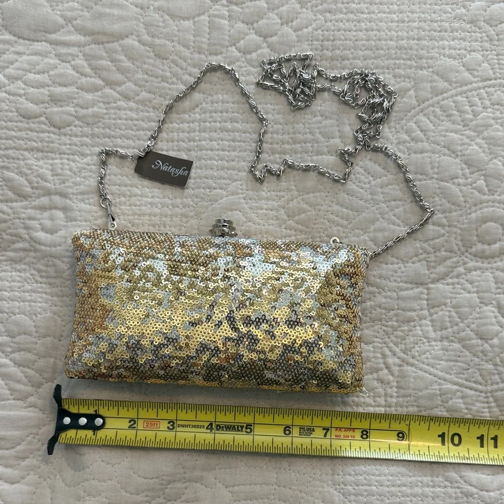 Boho Y2K Metallic Gold Sequin Clutch Shoulder purse festival evening bag wedding